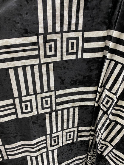 New modern geometric design print on stretch velvet 4-way stretch 58/60” Sold by the YD. Ships worldwide from Los Angeles California USA.