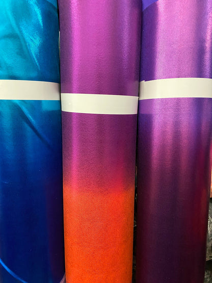 Ombré metallic foggy foil nylon spandex 4-way stretch 58/60” Sold by the YD. Ships worldwide from Los Angeles California USA.