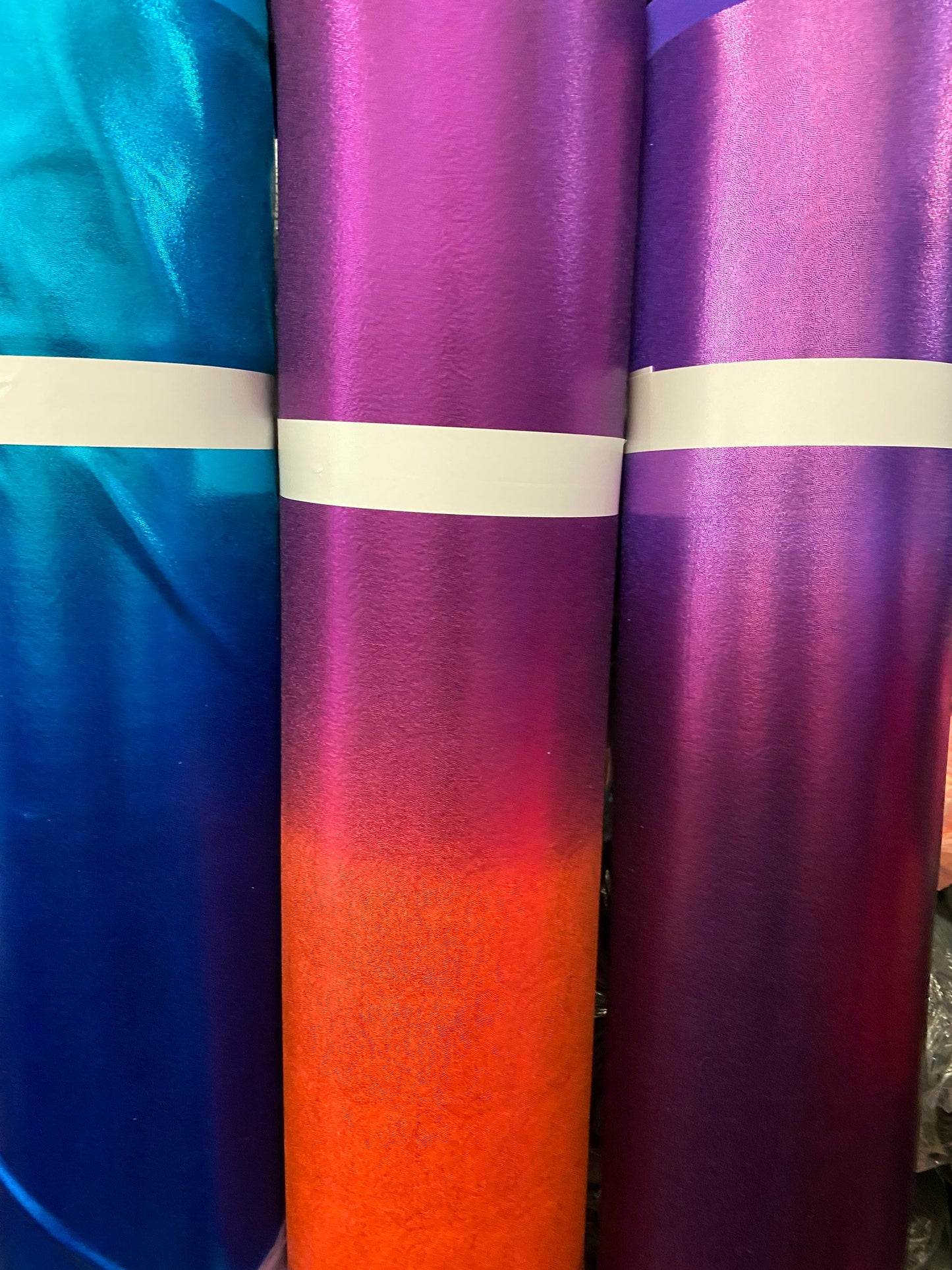 Ombré metallic foggy foil nylon spandex 4-way stretch 58/60” Sold by the YD. Ships worldwide from Los Angeles California USA.