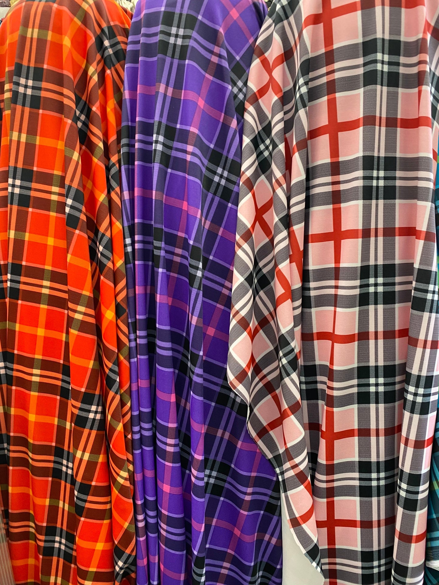 Great plaid design print on nylon spandex 4-way stretch 58/60” Sold by the YD. Ships worldwide from Los Angeles California USA.