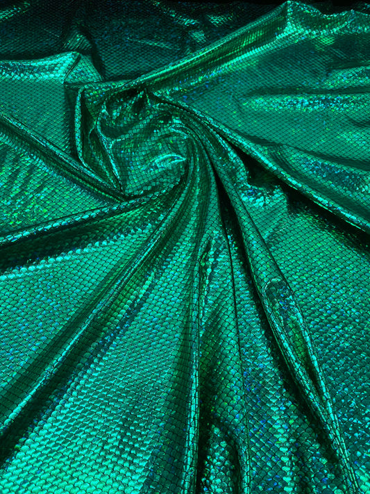 New Mermaid design small size hologram metallic nylon spandex 4-way stretch 58/60” Sold by the YD. Ships worldwide from Los Angeles CA USA.