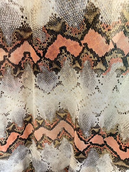 New Exotic snake design print on nylon mesh 4-way stretch 58/60” Sold by the YD. Ships worldwide from Los Angeles California USA.