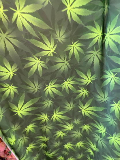 Marijuana cannabis leaf design print on great quality of nylon spandex 4-way stretch 58/60” Sold by the YD. Ships worldwide from Los Angeles