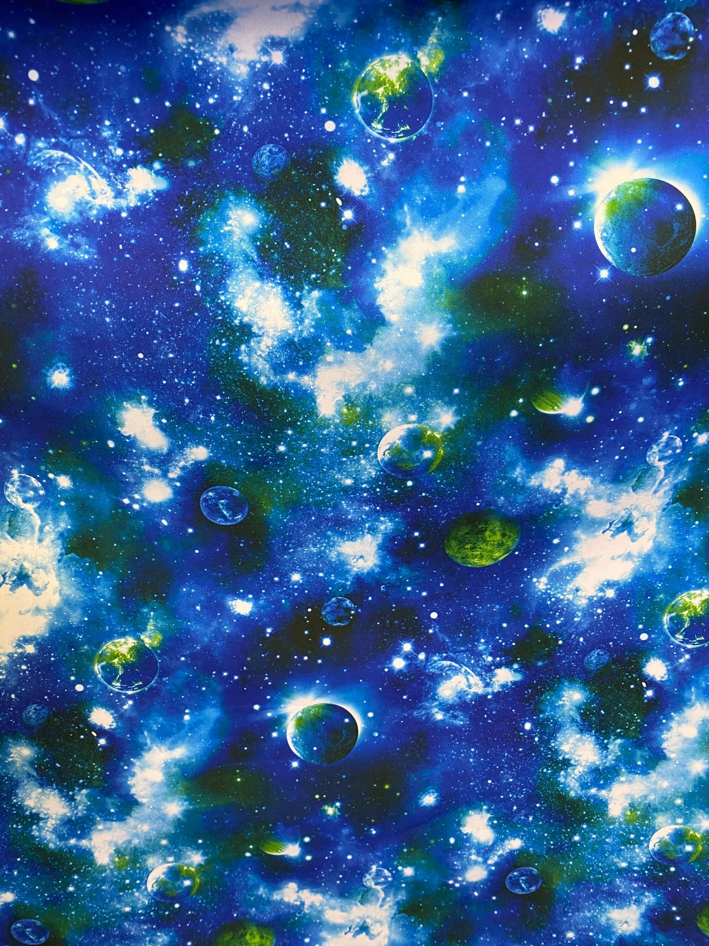 New galaxy design print on heavy nylon spandex 4-way stretch 58/60” Sold by the YD. Ships worldwide from Los Angeles California USA.