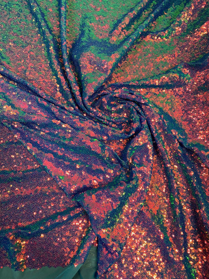 New Iridescent cosmic sequins ilusión turquoise/gold 2tone sequins on stretch mesh 4-way stretch 55/57” Sold by the YD.