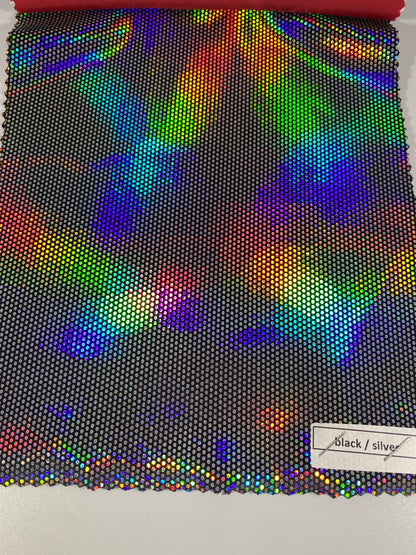 New legacy Oil slick and photo print great quality of stretch velvet 4-way stretch with iridescent foil all over 58/60”