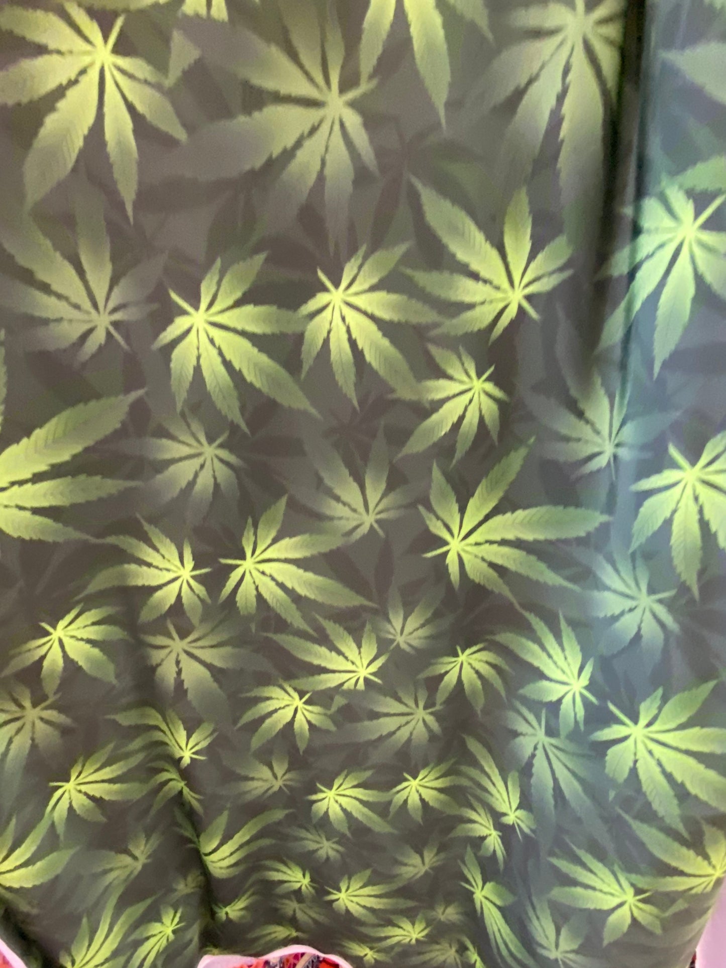 Marijuana cannabis leaf design print on great quality of nylon spandex 4-way stretch 58/60” Sold by the YD. Ships worldwide from Los Angeles