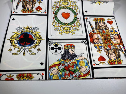 New king cards design playing cards style print on best quality of nylon spandex 4-way stretch 58/60” Sold by the YD.