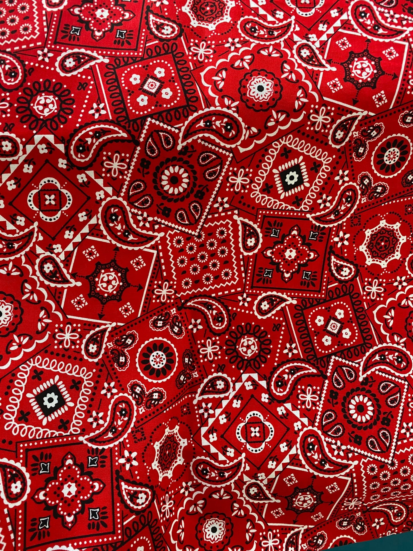 100% cotton red bandana paisley design print on great quality of cotton soft fabric 54/55” Sold by the YD. Ships worldwide from Los Angeles