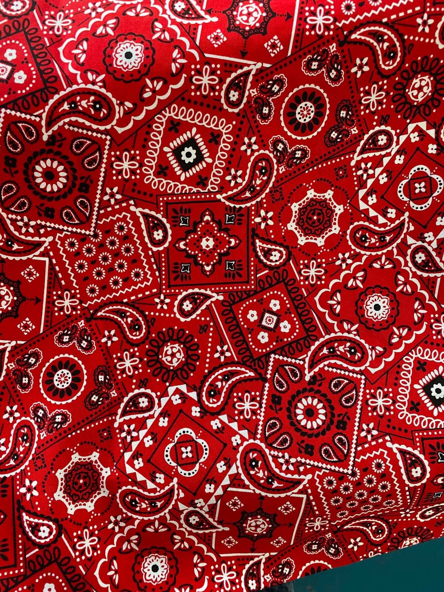 100% cotton red bandana paisley design print on great quality of cotton soft fabric 54/55” Sold by the YD. Ships worldwide from Los Angeles