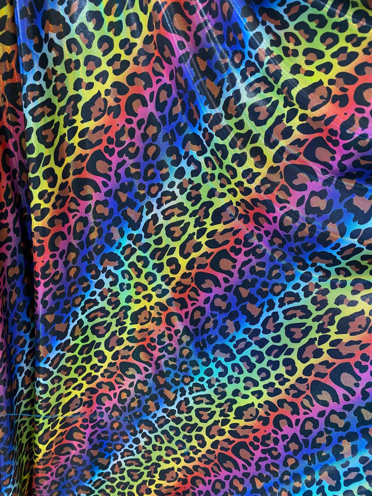 New Exotic leopard design digital foil print lacer hologram print rainbow color print on great quality of nylon spandex 4-way stretch