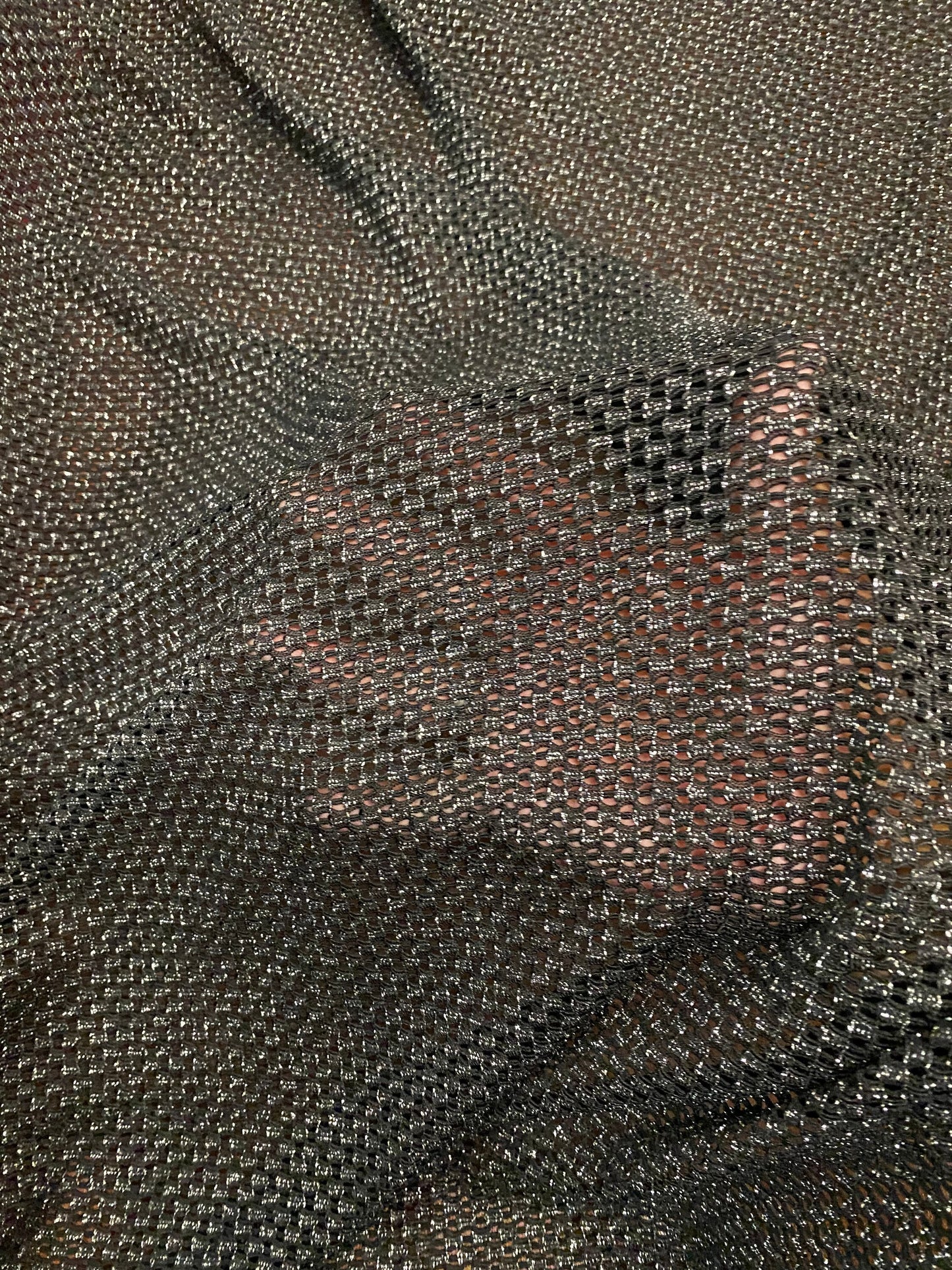 New 3D  geometric Nylon mesh with metallic lurex 4-way stretch 58/60” Sold by the YD. Ships worldwide from Los Angeles California USA.