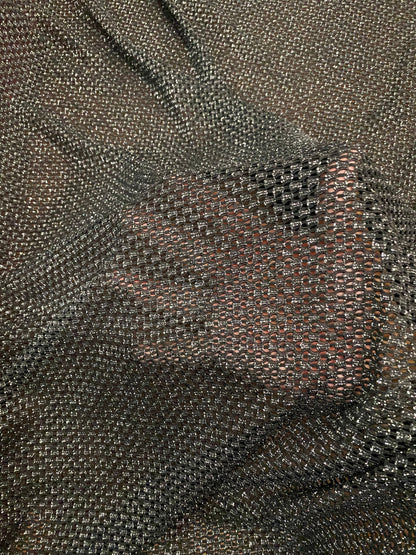 New 3D  geometric Nylon mesh with metallic lurex 4-way stretch 58/60” Sold by the YD. Ships worldwide from Los Angeles California USA.