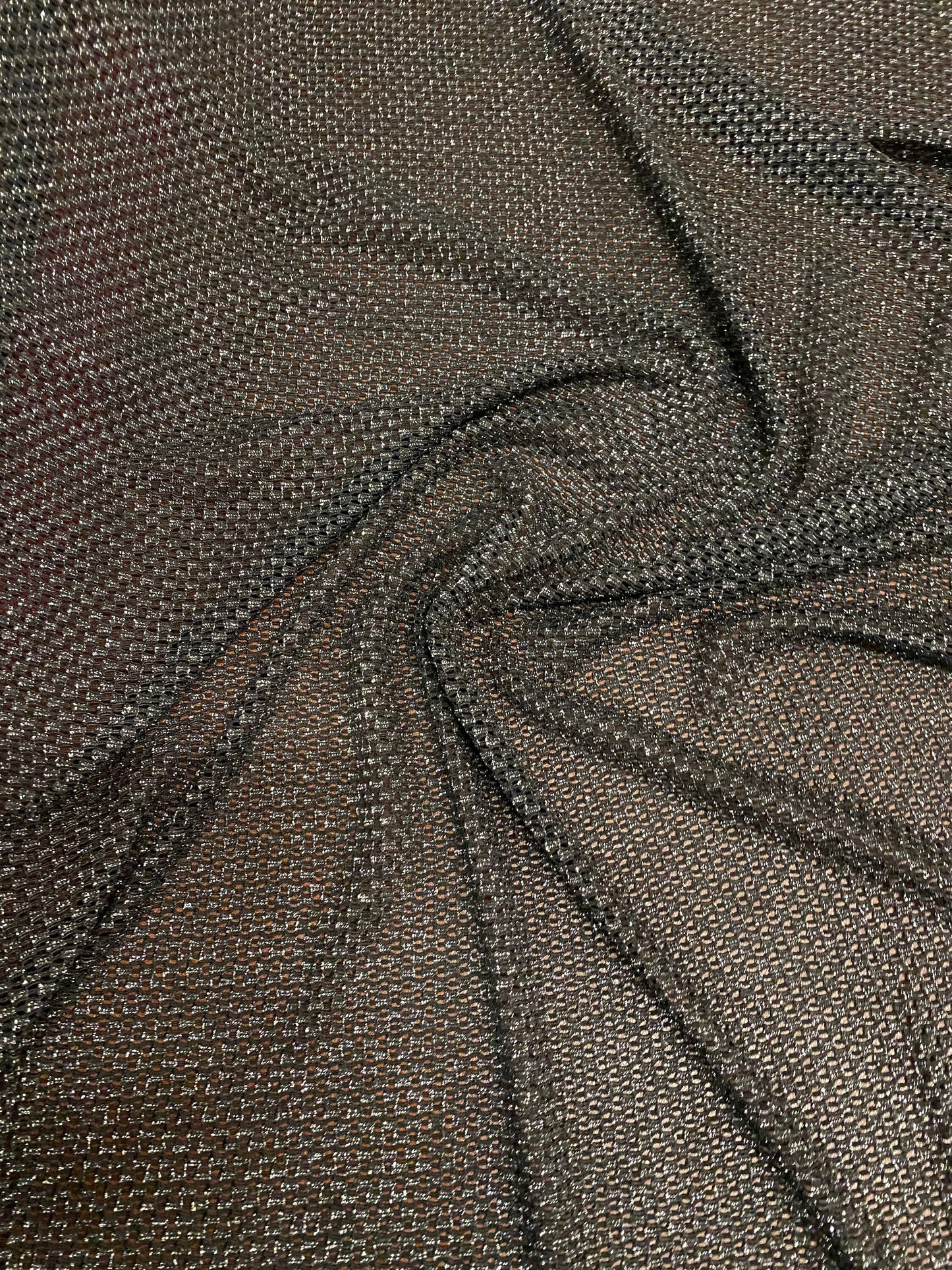 New 3D  geometric Nylon mesh with metallic lurex 4-way stretch 58/60” Sold by the YD. Ships worldwide from Los Angeles California USA.