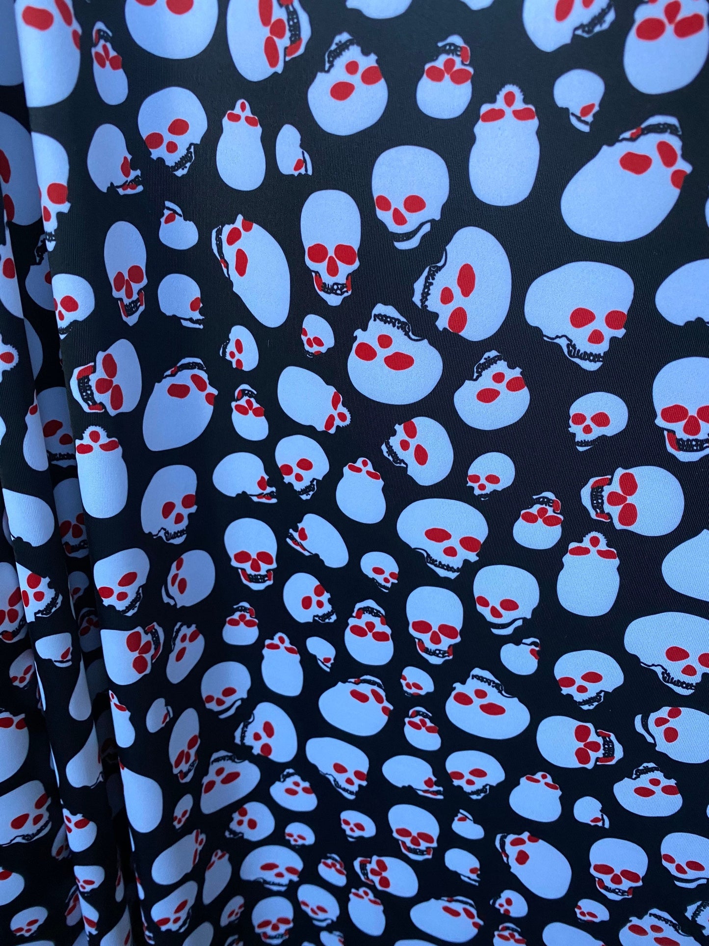 New skull ghost rider design print on nylon spandex 4-way stretch 58/60” Sold by the YD. Ships worldwide from Los Ángeles California USA.