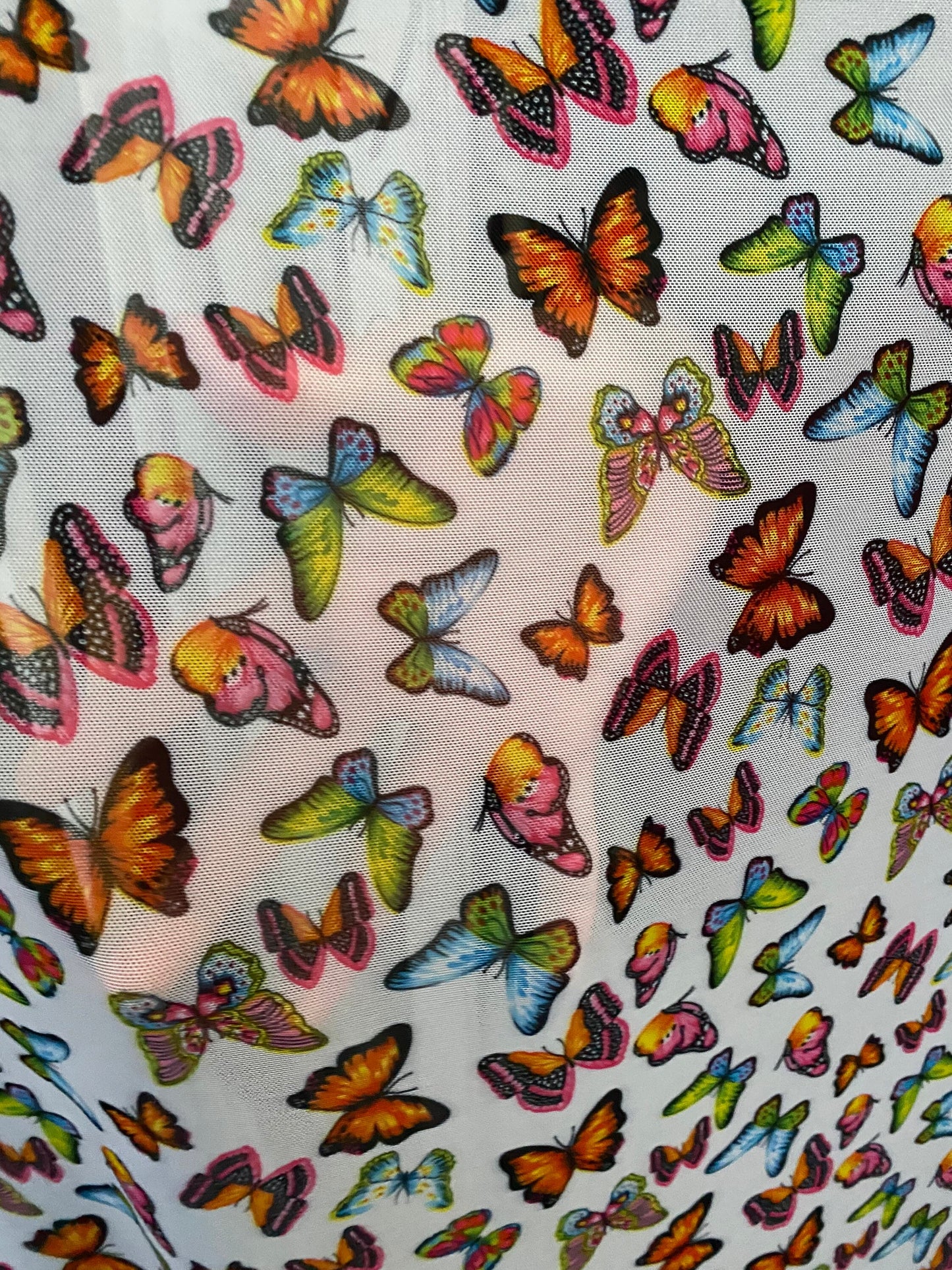 Exotic Butterflies design print on great power mesh 4-way stretch 58/60” Sold by the YD. Ships Worldwide from Los Angeles California USA.