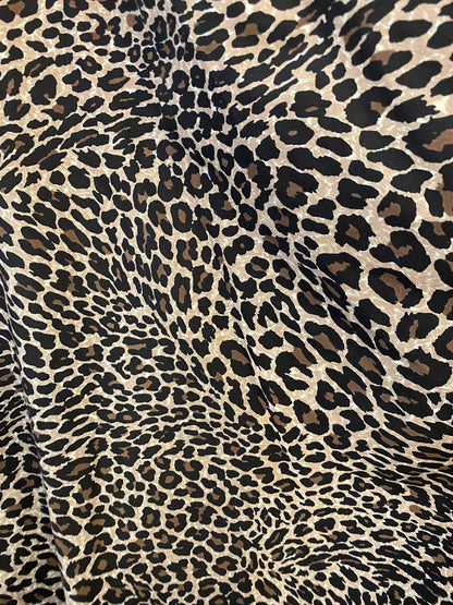 100% cotton New Exotic leopard design very soft fabric non stretch fabric 54/55” Sold by the YD. Ships worldwide from Los Angeles CA.