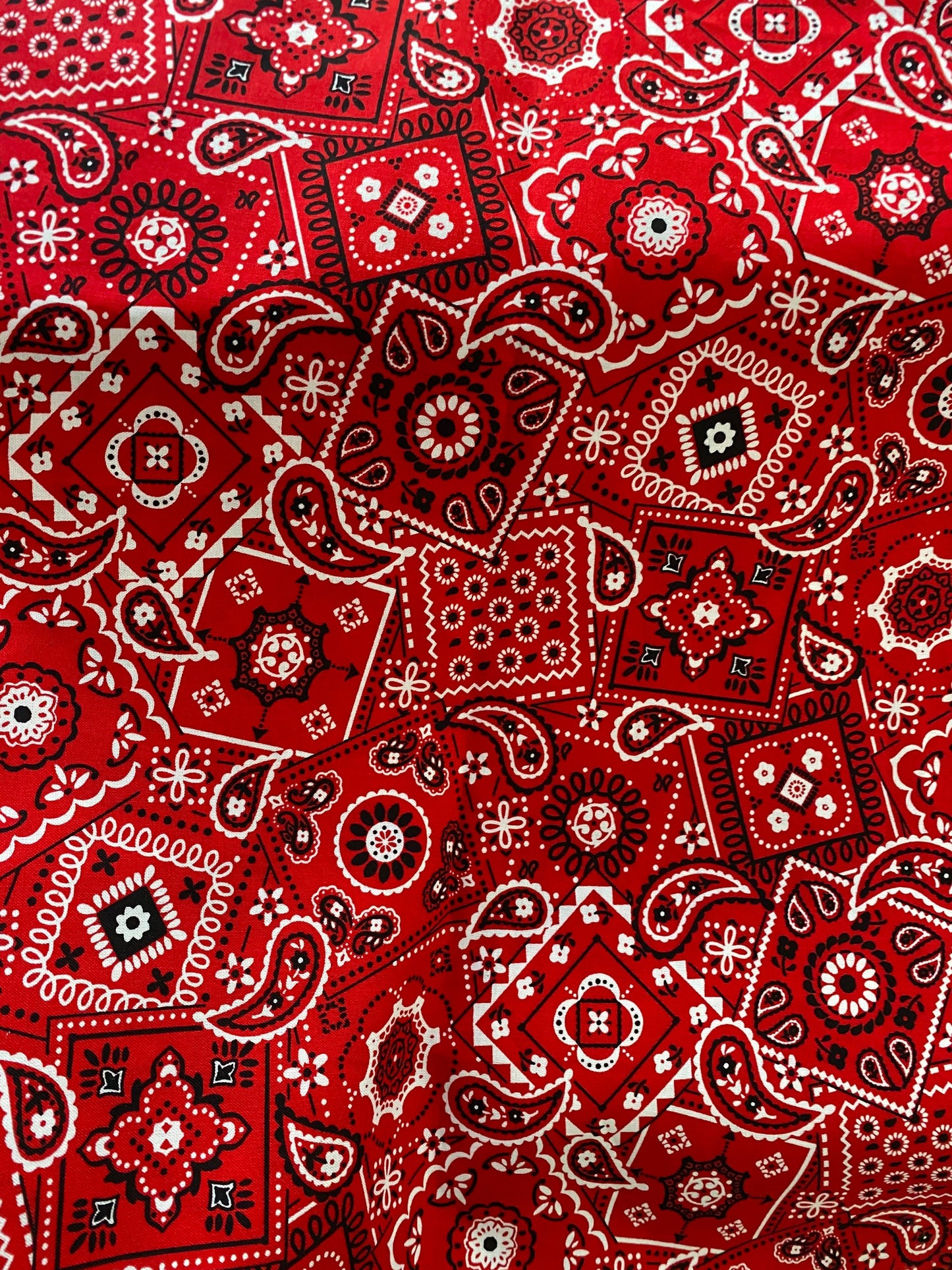 100% cotton red bandana paisley design print on great quality of cotton soft fabric 54/55” Sold by the YD. Ships worldwide from Los Angeles