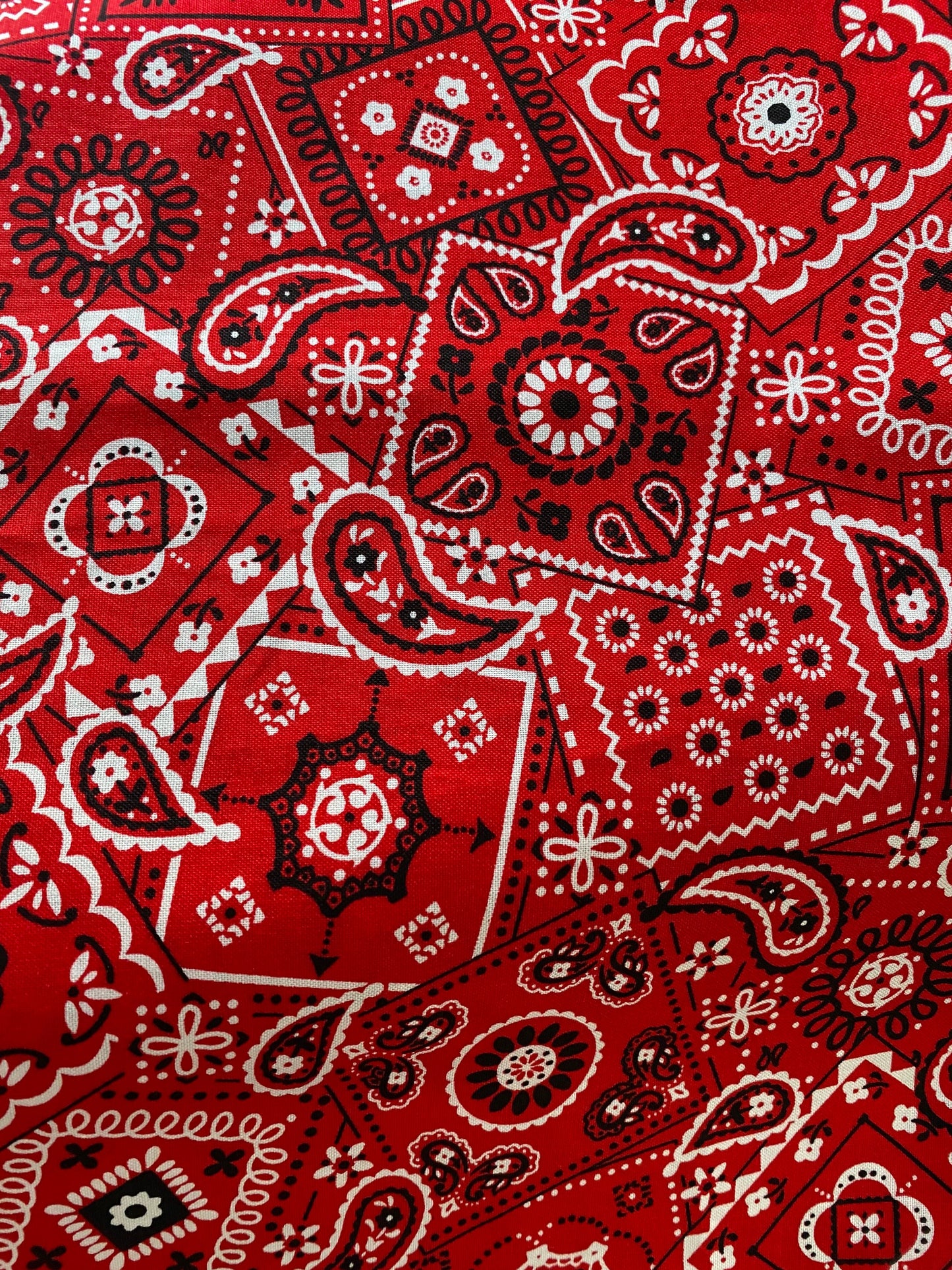 100% cotton red bandana paisley design print on great quality of cotton soft fabric 54/55” Sold by the YD. Ships worldwide from Los Angeles