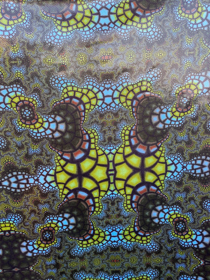 Exotic Turtle shell design print on nylon spandex with clear foil dots 4-way stretch 58/60” Sold by the YD. Ships Worldwide from Los Angeles