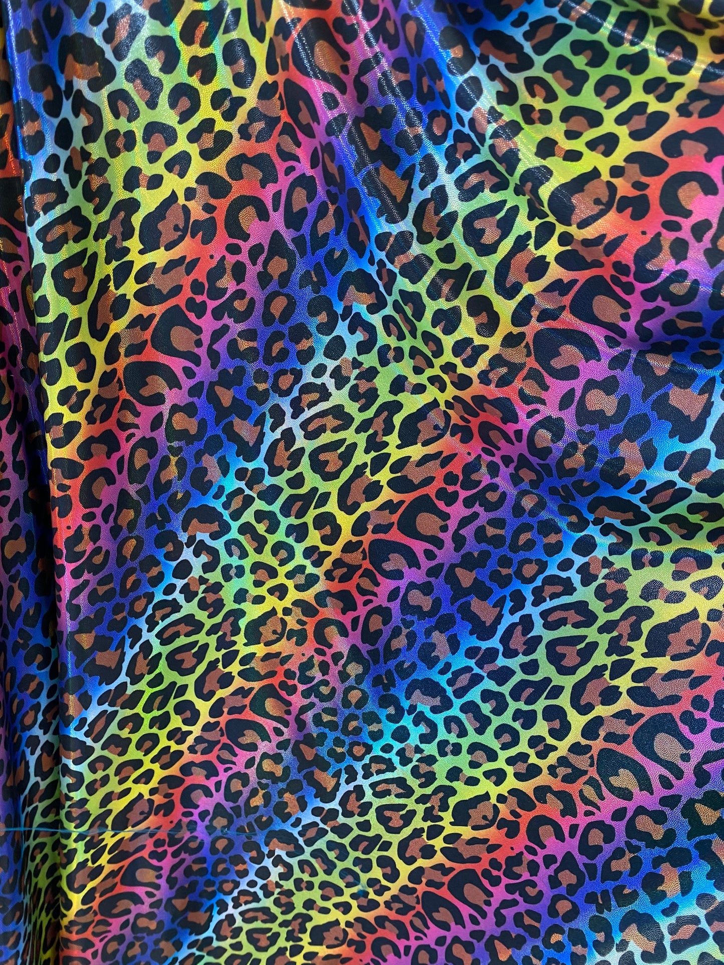 New Exotic leopard design digital foil print lacer hologram print rainbow color print on great quality of nylon spandex 4-way stretch