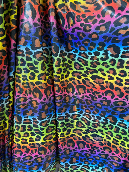 New Exotic leopard design digital foil print lacer hologram print rainbow color print on great quality of nylon spandex 4-way stretch