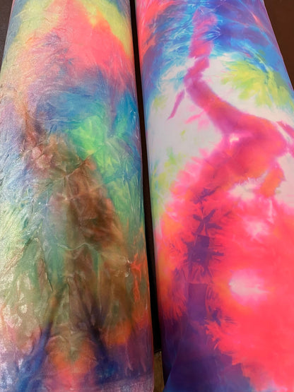 New Rainbow tie dye velvet and rainbow tie dye nylon spandex 4-way stretch 58/60” Sold by the YD. Ships worldwide from Los Angeles cali