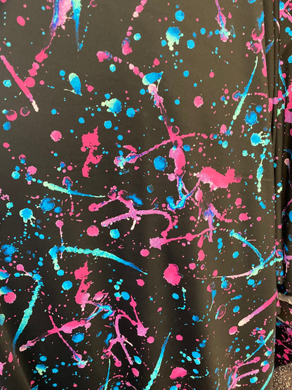 Graffiti paint design multicolor nylon spandex 4way Stretch 58/60” Sold by the YD. Ships worldwide from Los Angeles California USA.