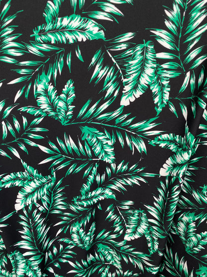 New palm leaf design print on poly spandex 2-way stretch medium weight 58/60” Sold by the YD. Ships Worldwide from Los Angeles California US