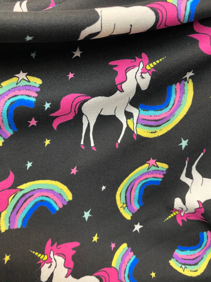 Unicorn design print on poly spandex matte 4way stretch medium weight 58/60” Sold by the YD. Ships Worldwide from Los Angeles California US