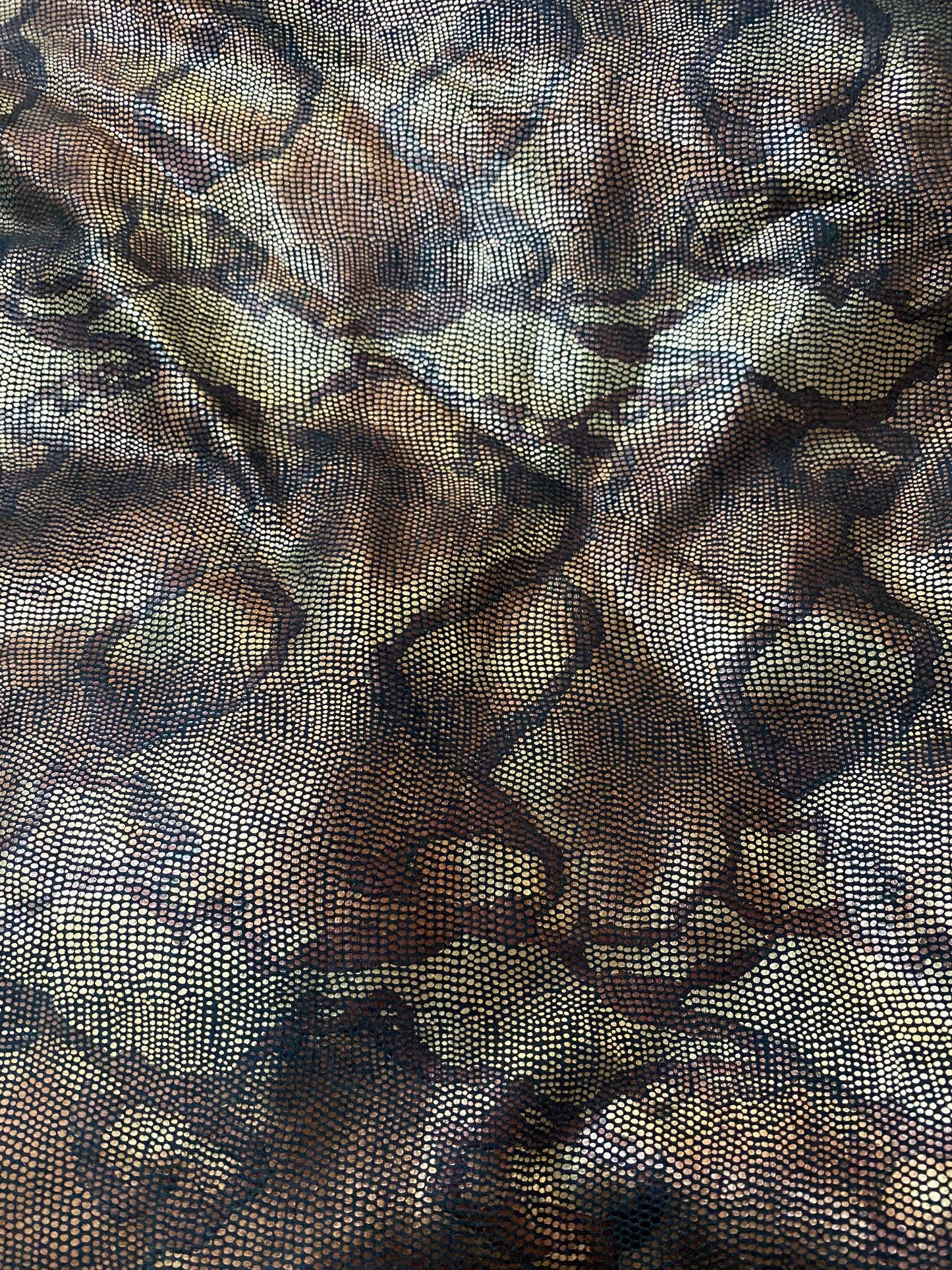 New Exotic Anaconda design print on poly stretch suede with foil 2-way stretch medium weight 58/60” Sold by the YD. Ships Worldwide