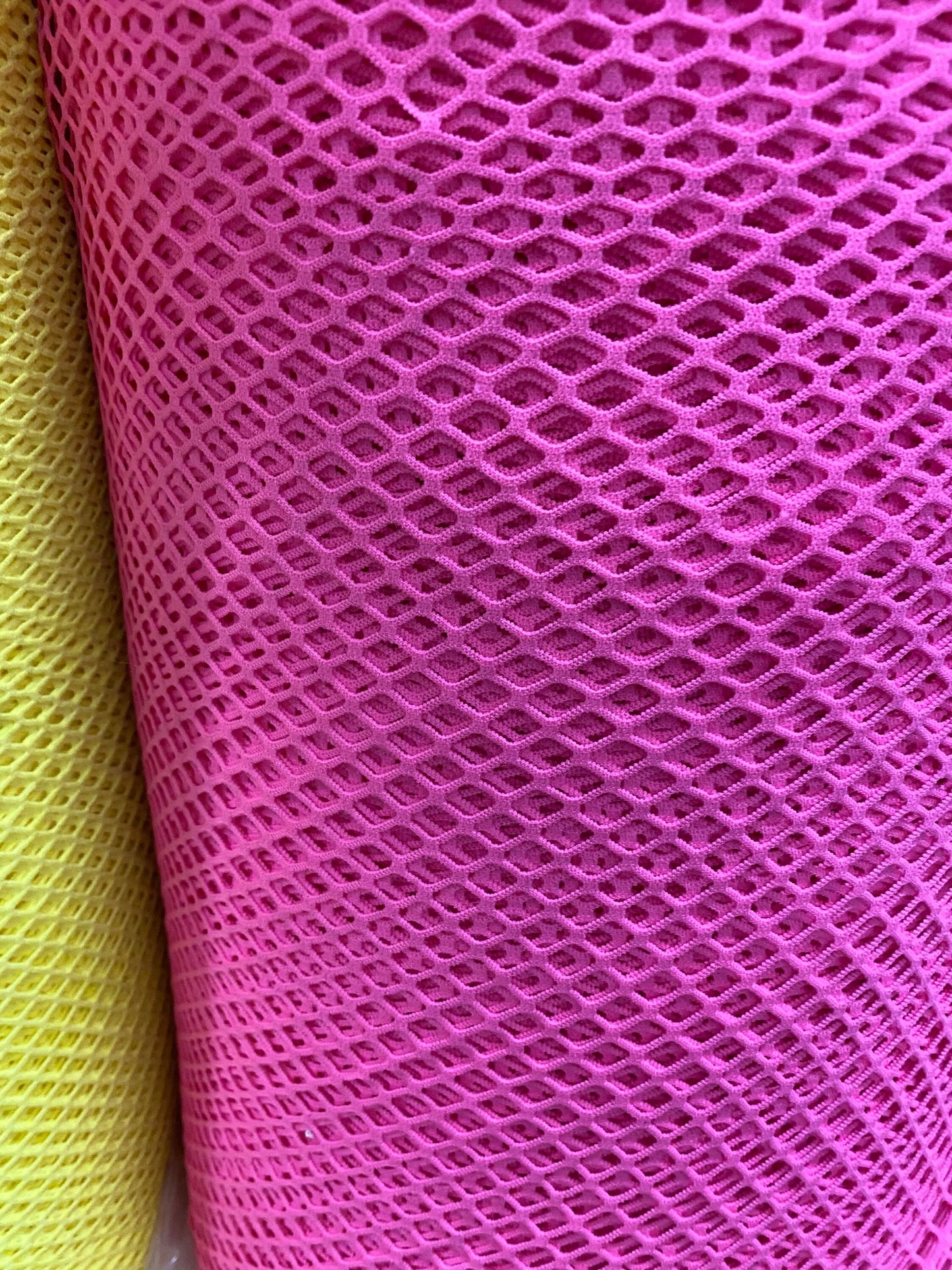 New fishnet medium size nylon spandex mesh 4-way stretch 58/60” Sold by the YD. Ships Worldwide from Los Angeles California USA.