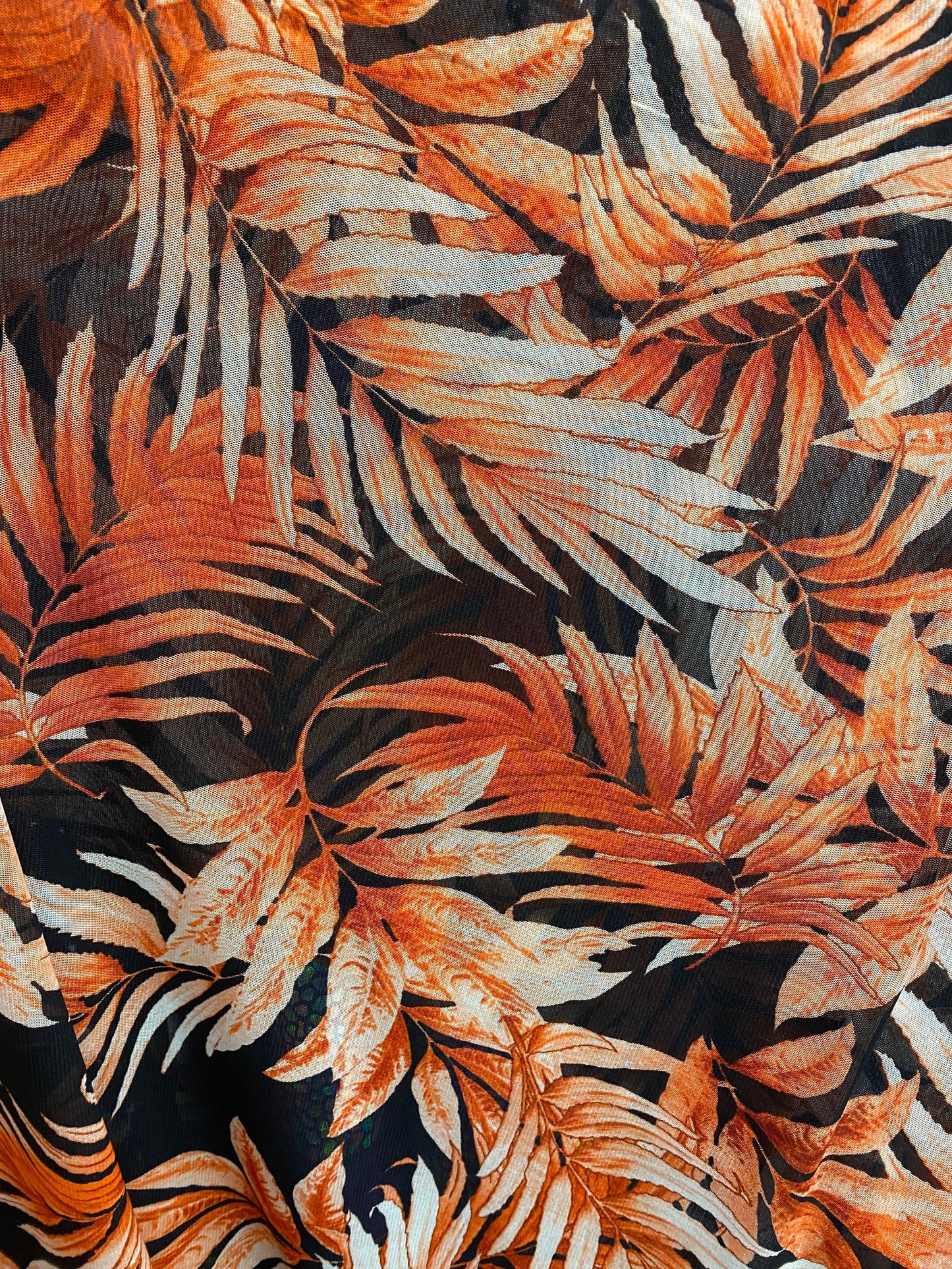 New tropical leaf design print on great quality of ponder mesh 4-way stretch 58/60” Sold by the YD. Ships Worldwide from Los Ángeles califor