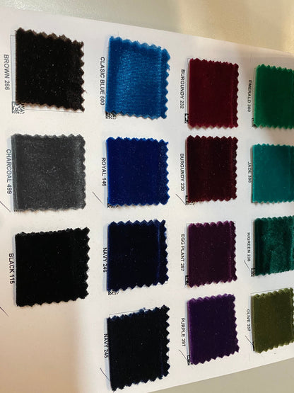 New Luxury spandex velvet 420GM  great quality of stretch velvet 4-way stretch 58/60” Sold by the YD. Ships Worldwide from Los Angeles calif