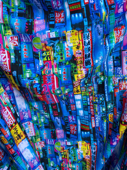 New modern City lights design print on nylon spandex 4-way stretch 58/60” Sold by the YD. Ships worldwide from Los Angeles California USA.