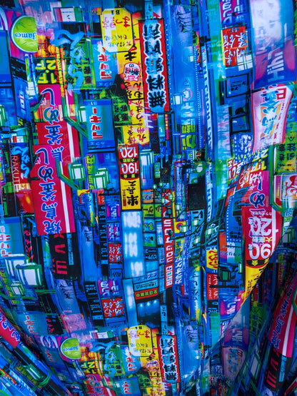 New modern City lights design print on nylon spandex 4-way stretch 58/60” Sold by the YD. Ships worldwide from Los Angeles California USA.