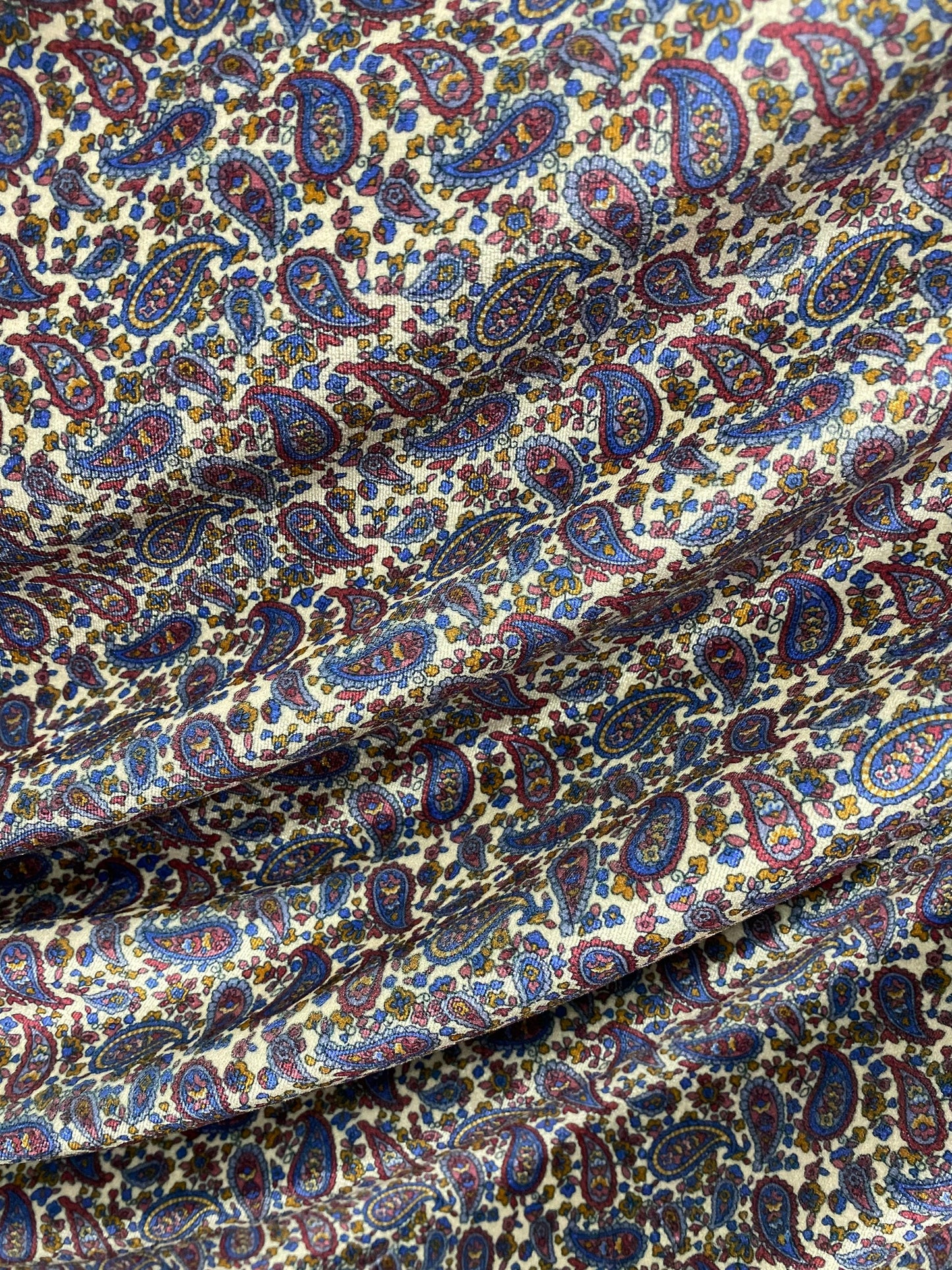 New paisley design white/multicolor print on great quality of stretch velvet 4-way stretch 58/60” Sold by the YD. Ships Worldwide from L.A