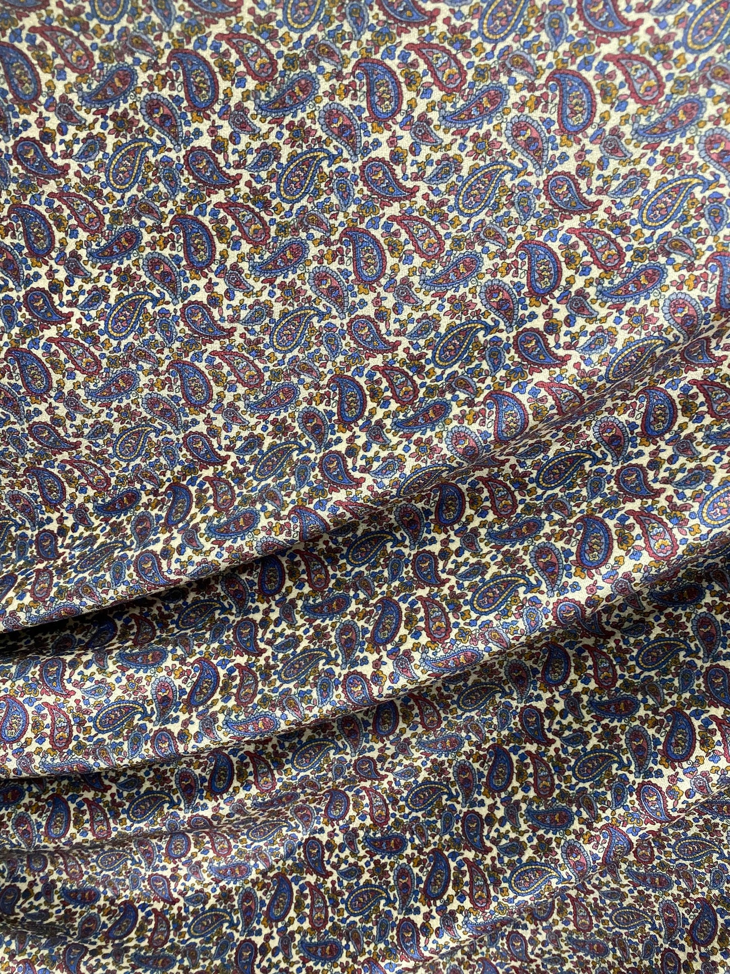 New paisley design white/multicolor print on great quality of stretch velvet 4-way stretch 58/60” Sold by the YD. Ships Worldwide from L.A