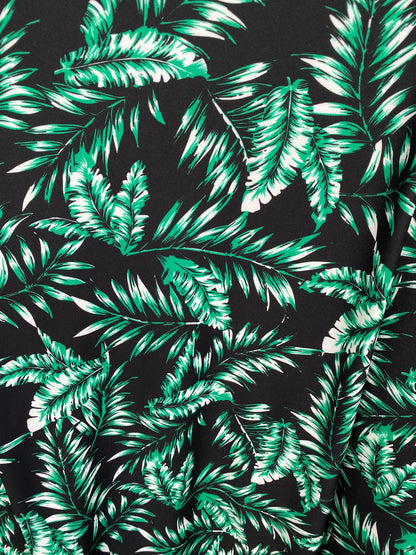 New palm leaf design print on poly spandex 2-way stretch medium weight 58/60” Sold by the YD. Ships Worldwide from Los Angeles California US