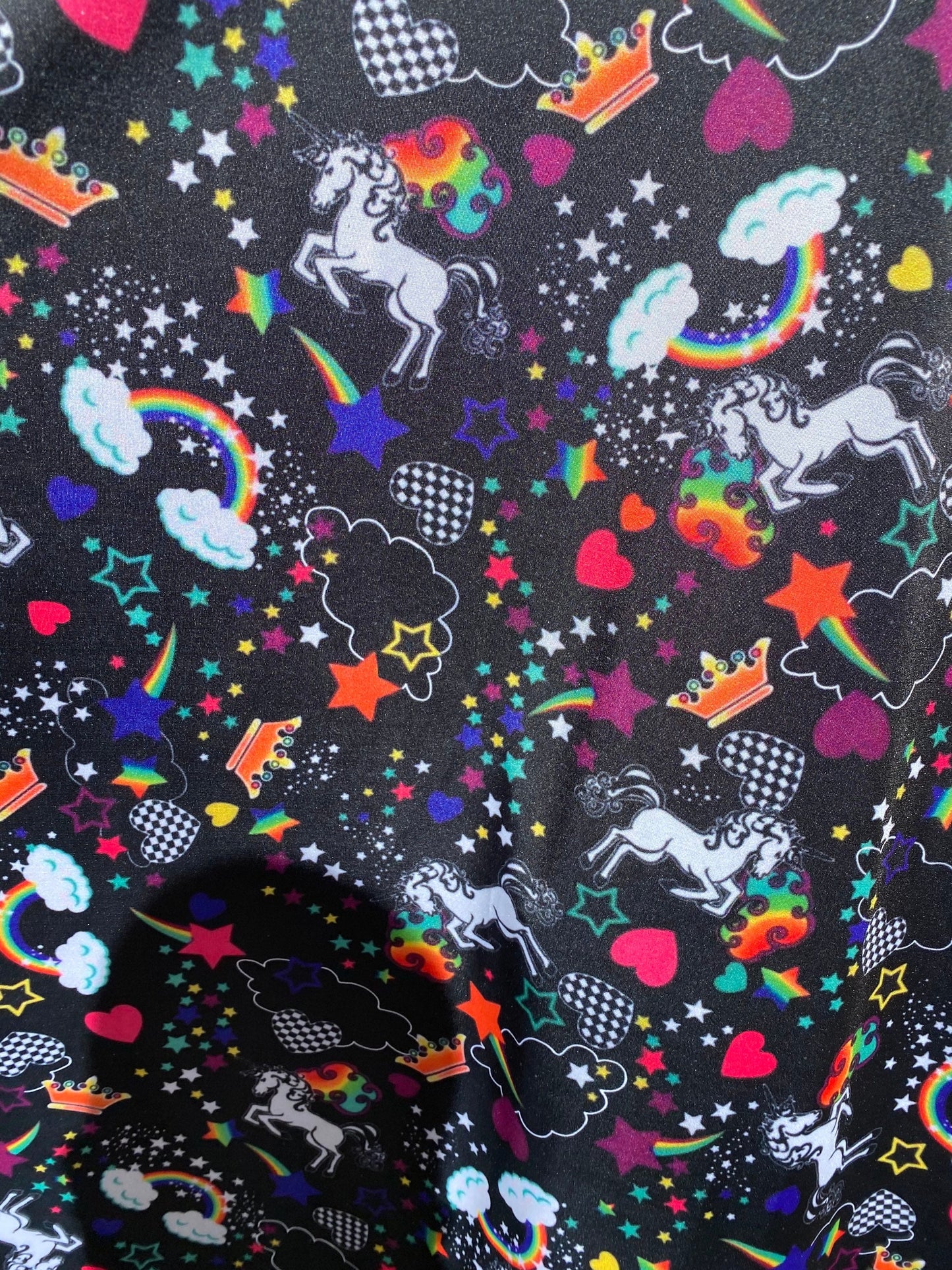 Unicorn design print on best quality of nylon spandex 4-way stretch 58/60” Sold by the YD. Ships Worldwide from Los Angeles California USA.