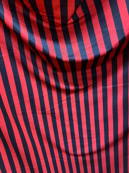 Stripes design 1/2” size  Red/black print on nylon spandex 4-way stretch 58/60” Sold by the YD. Ships Worldwide from Los Angeles California