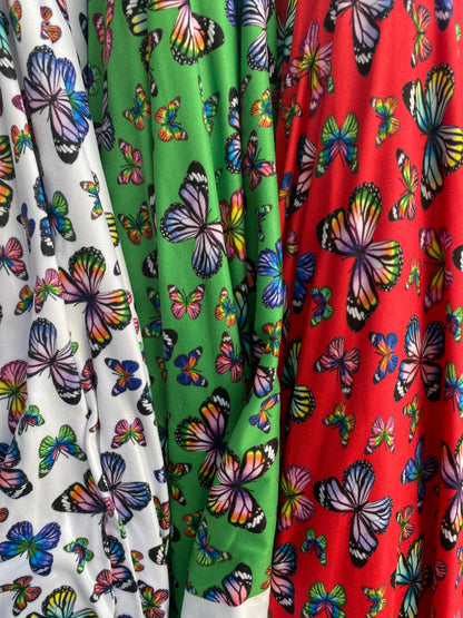 New butterfly design print on poly brushed spandex 4-way stretch medium weight 58/60@ Sold by the YD. Ships Worldwide from Los Angeles cali