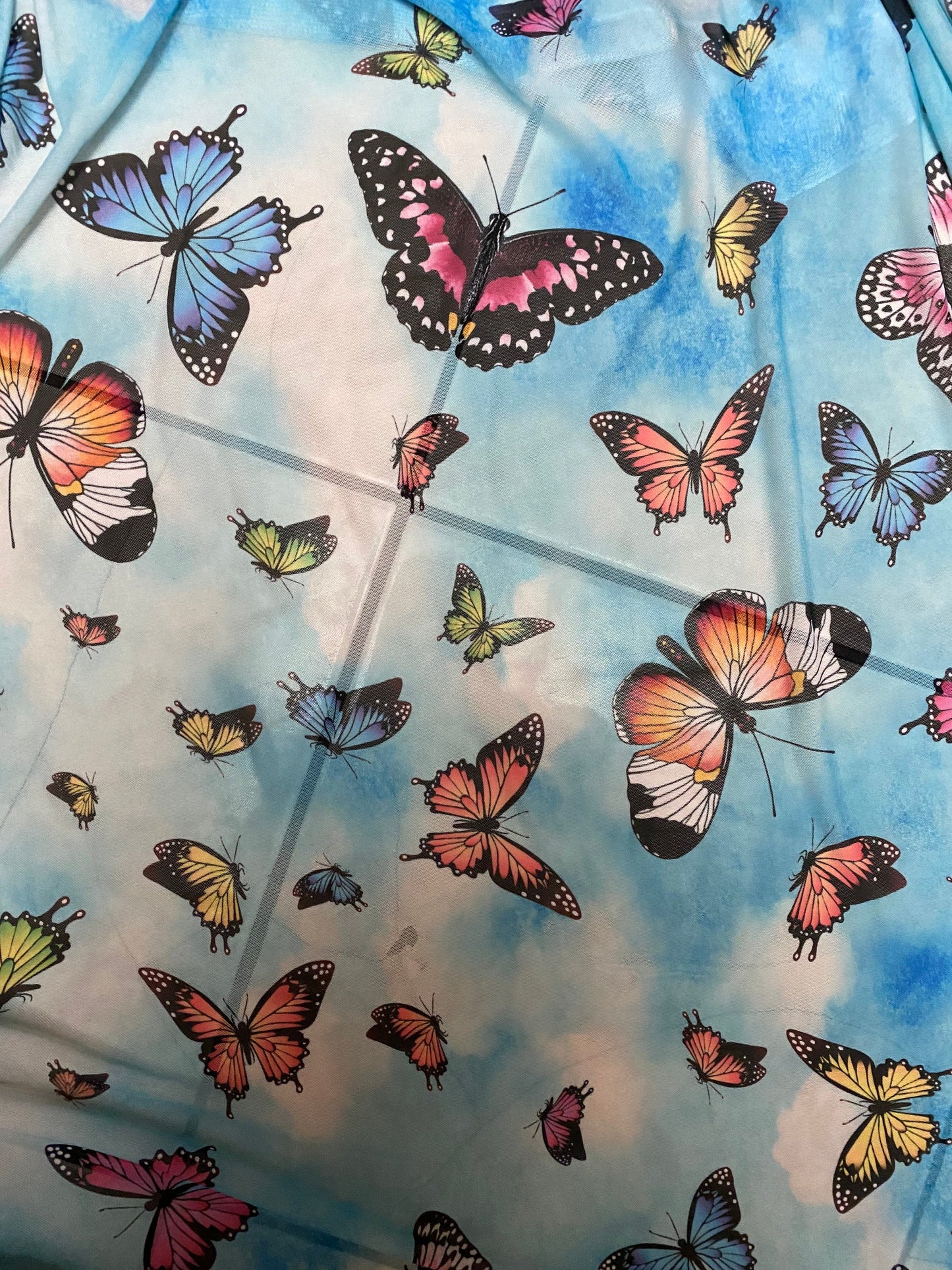 New Butterflies design print on great power mesh 4-way stretch 58/60” Sold by the YD. Ships Worldwide from Los Angeles California USA.