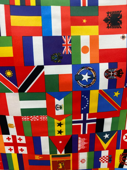 Internacional multi flags design print on best quality of nylon spandex 4-way stretch 58/60” Sold by the YD. Ships Worldwide from L.A CA