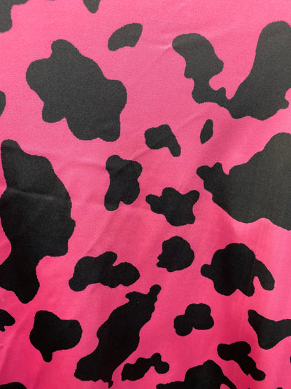 New Exotic cow design pink/black print  on best quality of nylon spandex 4-way stretch 58/60” Sold by the YD. Ships Worldwide