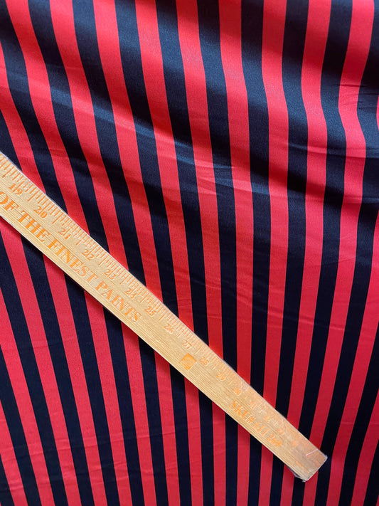 Stripes design 1/2” size  Red/black print on nylon spandex 4-way stretch 58/60” Sold by the YD. Ships Worldwide from Los Angeles California