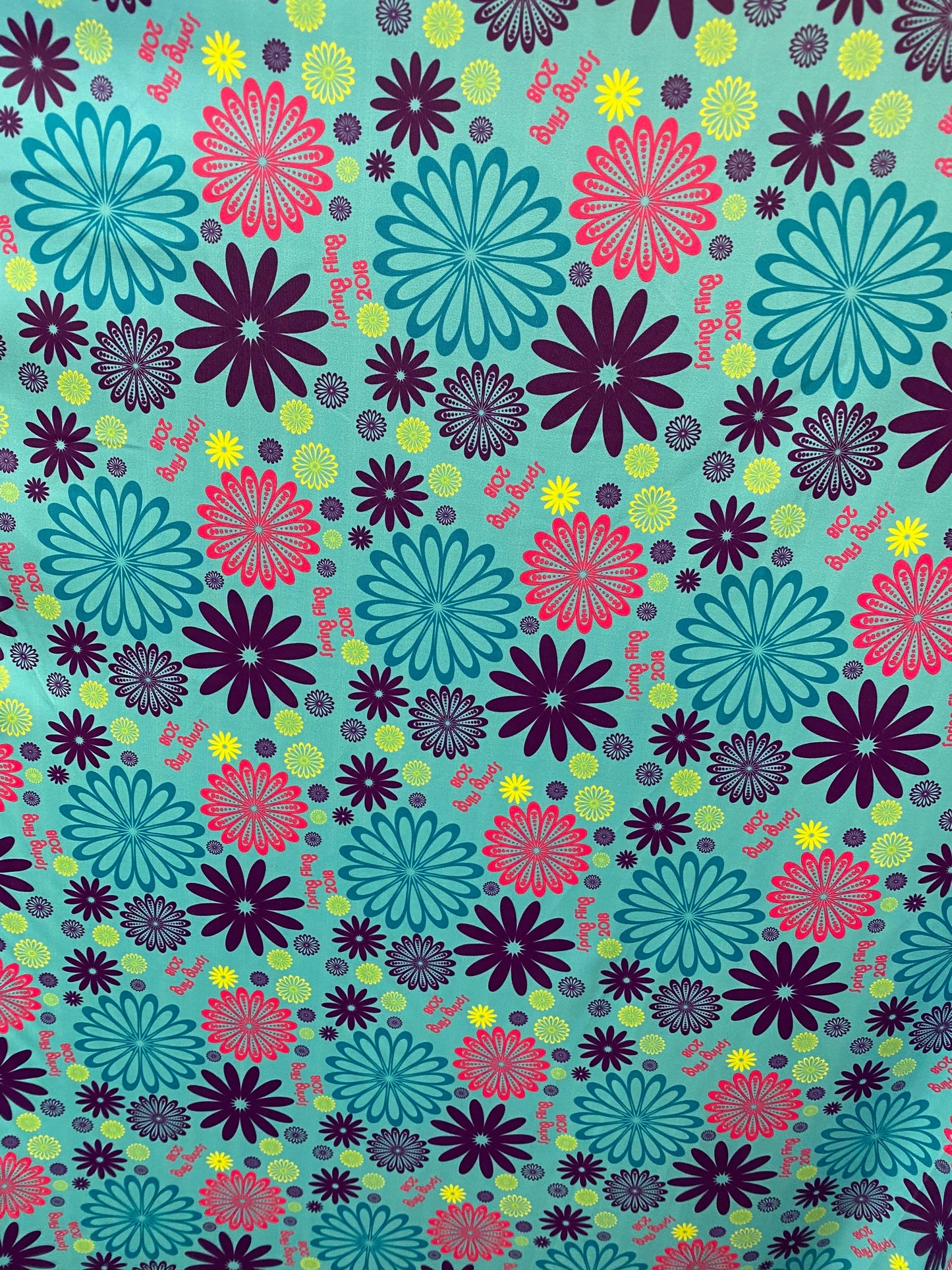 New flower design Aqua teal multi print on best quality of nylon spandex 4-way stretch 58/60” Sold by the YD. Ships worldwide