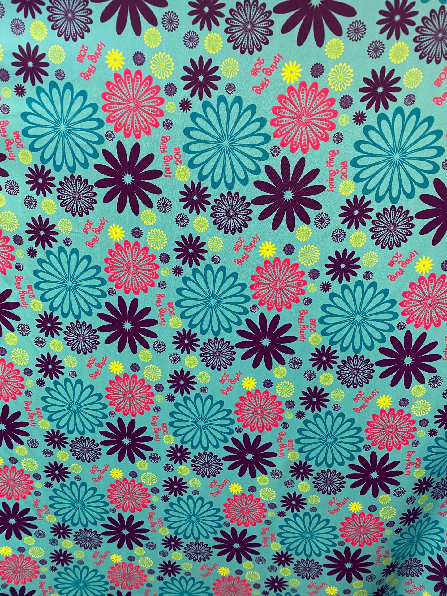 New flower design Aqua teal multi print on best quality of nylon spandex 4-way stretch 58/60” Sold by the YD. Ships worldwide