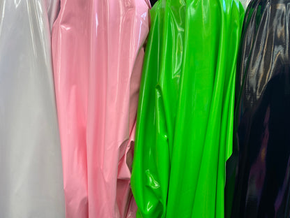 Latex super shiny vinyl 4-way stretch 58/60” Sold by the YD. Ships Worldwide from Los Angeles California USA.