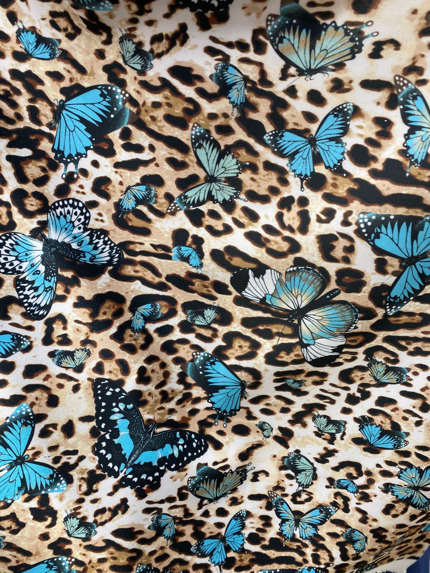 New butterfly design print on poly techno spandex 2-way stretch 58/60” Sold by the YD. Ships Worldwide from Los Angeles California USA.